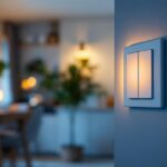 A photograph of a lighting contractor skillfully installing a modern dimmable light switch in a stylish home setting