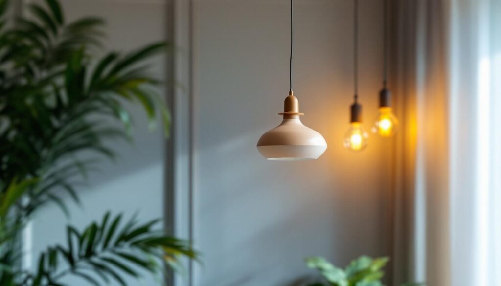 A photograph of a beautifully designed pendant fixture hanging in an elegantly lit space