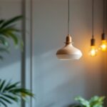 A photograph of a beautifully designed pendant fixture hanging in an elegantly lit space
