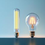 A photograph of a side-by-side comparison of a t8 and t12 fluorescent bulb