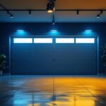 A photograph of a well-lit garage showcasing flush mount garage lights installed in an aesthetically pleasing manner