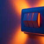 A photograph of a close-up view of a three-way 12v switch installed in a stylish lighting setup