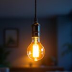 A photograph of a well-lit pull chain led light fixture installed in a stylish interior setting