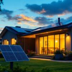 A photograph of a solar lighting installation in a residential or commercial setting