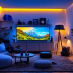 A photograph of a stylish and well-lit game room featuring a variety of unique lamps