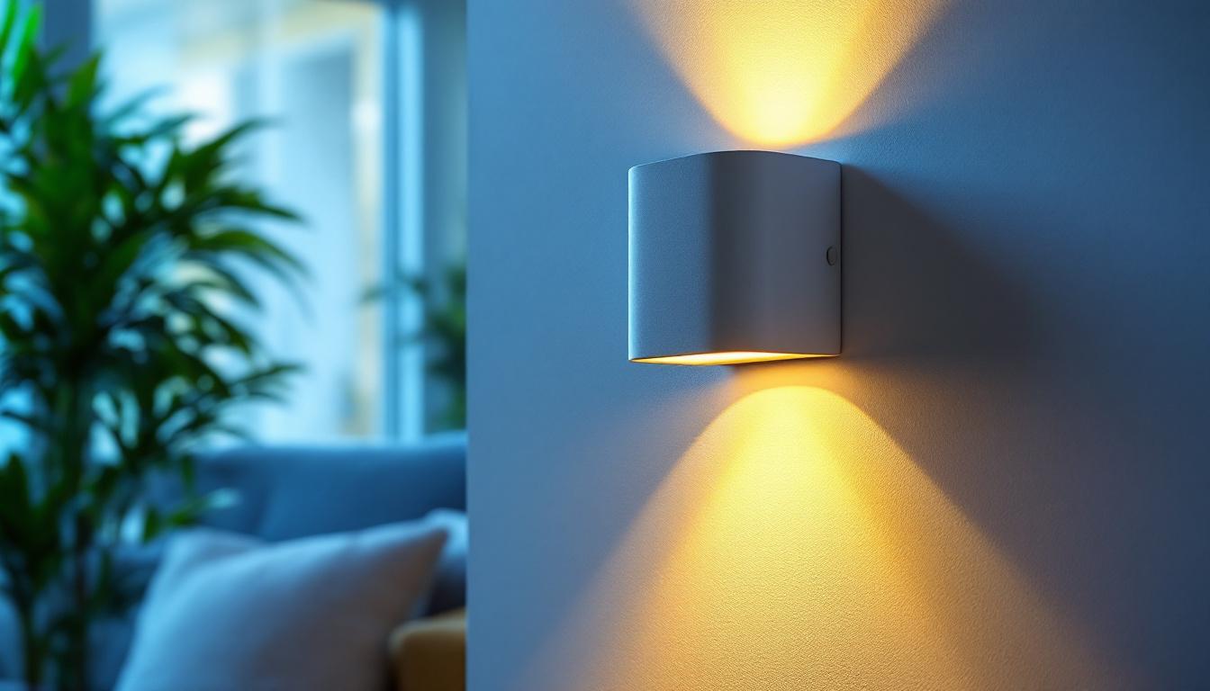 A photograph of a stylish led wall sconce installed in a modern indoor setting