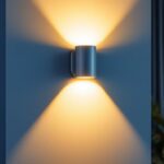 A photograph of a stylishly designed led wall sconce light installed in a modern interior setting