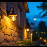 A photograph of a beautifully illuminated outdoor space at dusk