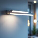 A photograph of a t5 lamp installed in a modern workspace