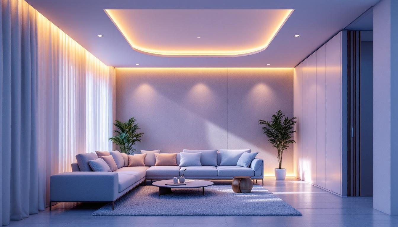 A photograph of a beautifully designed room featuring modern led recessed can lighting