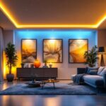 A photograph of a well-lit interior space showcasing recessed led can lights in various settings