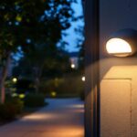 A photograph of a security sensor light in action