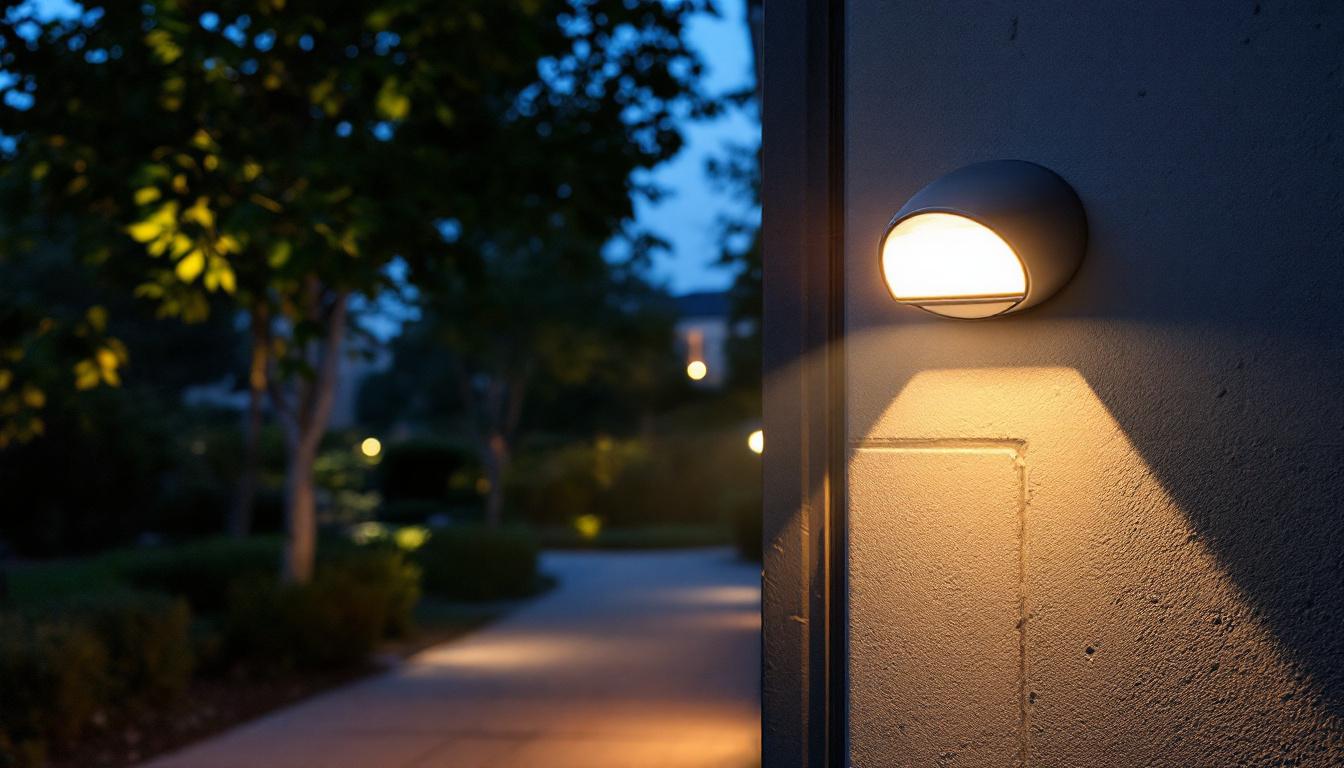 A photograph of a security sensor light in action