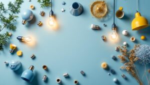 A photograph of a beautifully arranged flat lay of various pendant fixture parts