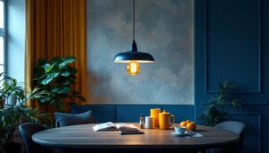 A photograph of a stylish and affordable pendant light hanging in a beautifully designed interior space
