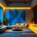 A photograph of a modern interior space illuminated by hid lighting