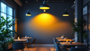 A photograph of a well-lit indoor space showcasing 4ft t8 led bulbs in various lighting fixtures