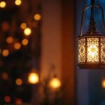 A photograph of a beautifully designed hanging lantern light in a cozy