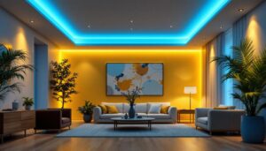 A photograph of a beautifully designed room featuring hidden ceiling lights