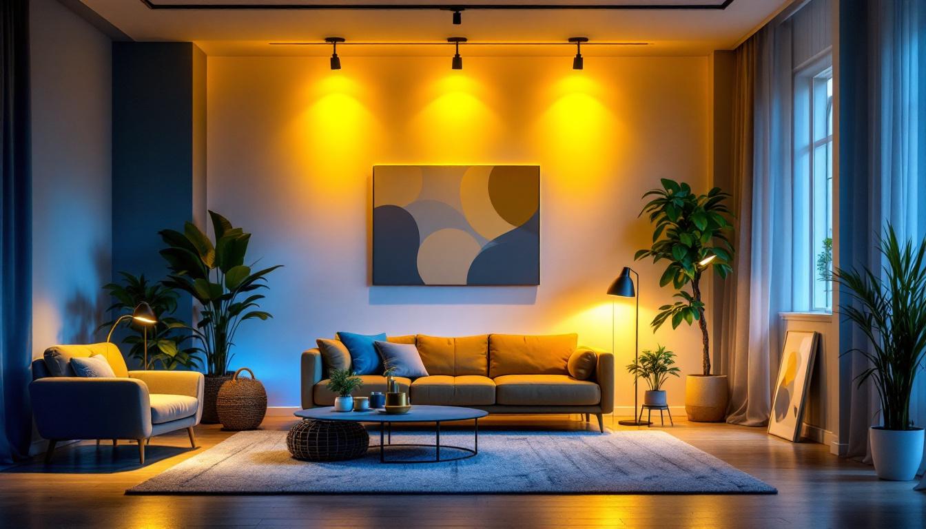 A photograph of a well-lit room showcasing both 5 can lights and various alternative lighting options