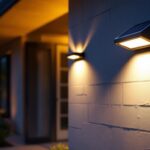 A photograph of a solar front door light installed on a stylish home entrance
