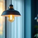 A photograph of a beautifully designed pendant light hanging in a modern interior space