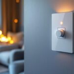 A photograph of a stylish led dimmer switch installed on a wall