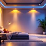 A photograph of a beautifully designed room featuring recessed lighting