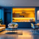 A photograph of a well-lit modern interior featuring 4-inch led recessed lighting installations