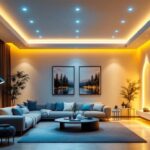 A photograph of a beautifully lit room showcasing various styles of recessed lighting