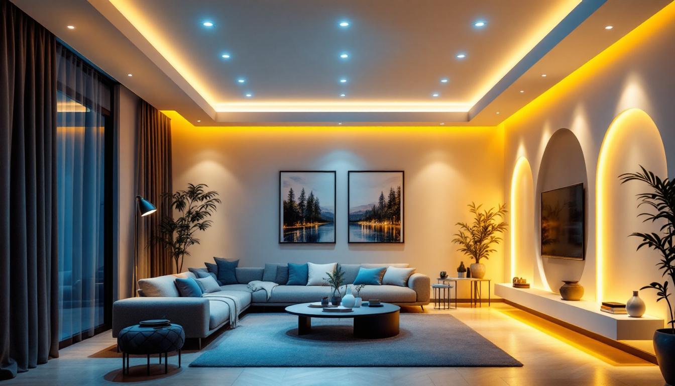 A photograph of a beautifully lit room showcasing various styles of recessed lighting