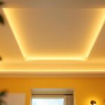 A photograph of a well-lit interior space featuring a 2x4 led retrofit kit installed in a ceiling fixture