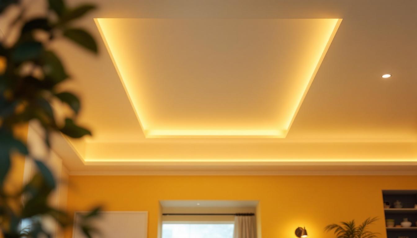 A photograph of a well-lit interior space featuring a 2x4 led retrofit kit installed in a ceiling fixture