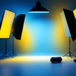 A photograph of a beautifully arranged lighting setup featuring various light diffusers in action