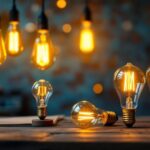 A photograph of a beautifully arranged display of vintage-style led bulbs in various shapes and sizes