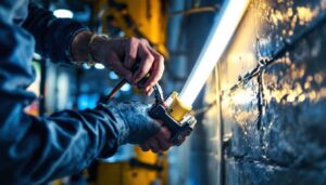 A photograph of a skilled electrician expertly wiring led tube lights without a ballast