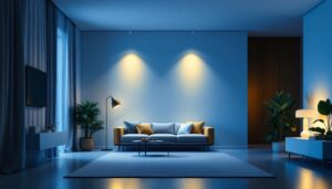 A photograph of a well-lit interior space showcasing various types of recessed lighting clips in use