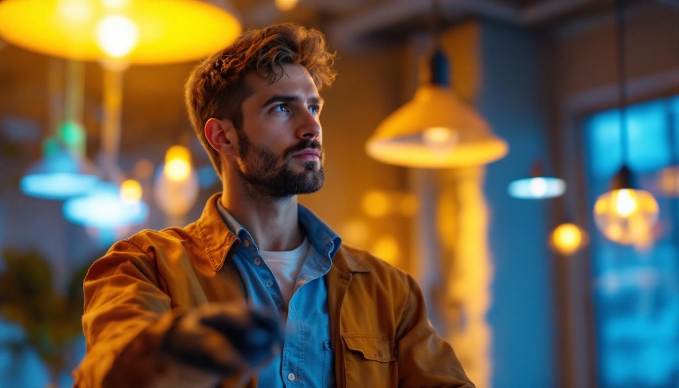 A photograph of a beautifully lit interior space featuring aesthetic led lights