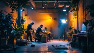 A photograph of capture a photograph of a beautifully lit indoor or outdoor space showcasing various 12v led lights in use