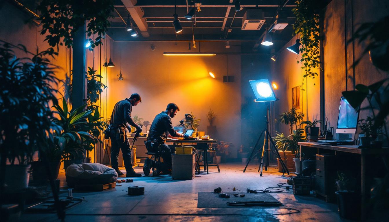 A photograph of capture a photograph of a beautifully lit indoor or outdoor space showcasing various 12v led lights in use