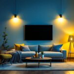 A photograph of a modern living space illuminated by a21 led light bulbs