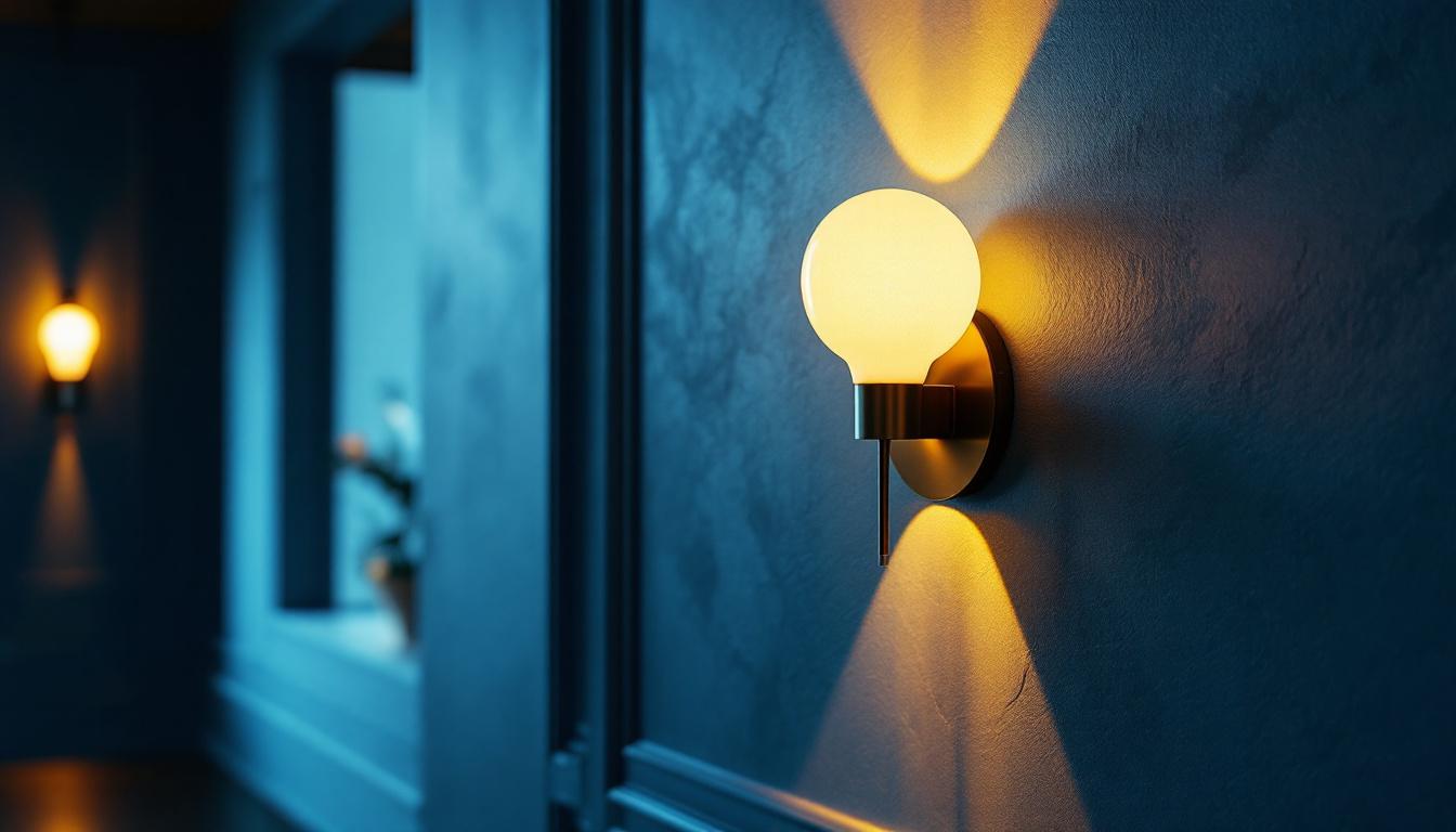 A photograph of a stylish commercial wall sconce in an elegantly designed space