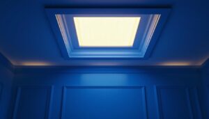 A photograph of a beautifully designed recess light cover installed in an elegant room setting