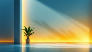A photograph of a beautifully designed interior space featuring led cove lighting