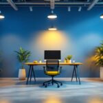 A photograph of a modern office space showcasing various lighting options