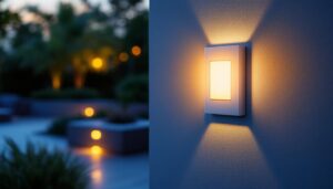 A photograph of a beautifully designed outdoor wall light outlet installed on a stylish exterior wall