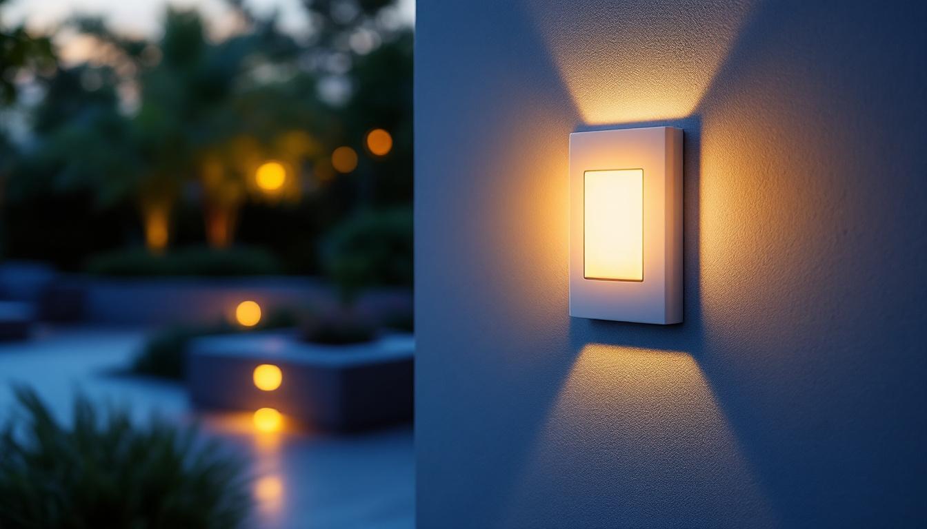 A photograph of a beautifully designed outdoor wall light outlet installed on a stylish exterior wall