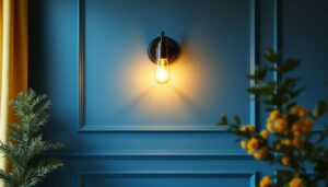 A photograph of a beautifully designed wall lighting fixture in a stylish interior setting