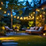 A photograph of a well-lit outdoor scene showcasing various applications of led puck lights
