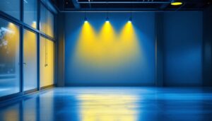 A photograph of a well-lit indoor or outdoor space showcasing a 48-inch led light installation